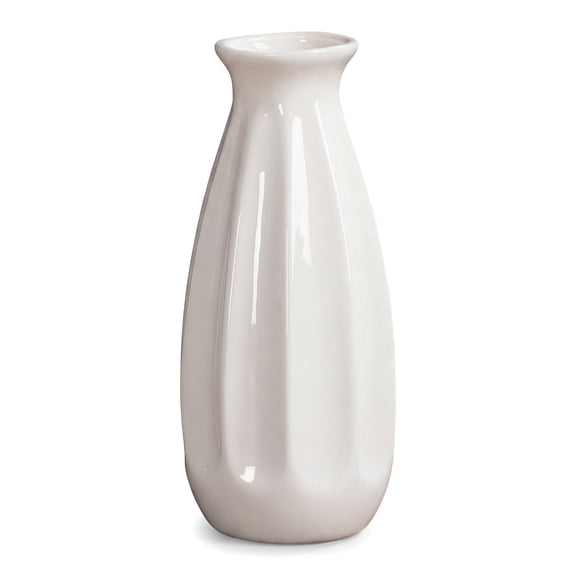 Unique Bargains Small Ceramic Matte Ribbed Flower Vase White 2.4"L x 2.4"W x 5.1"H
