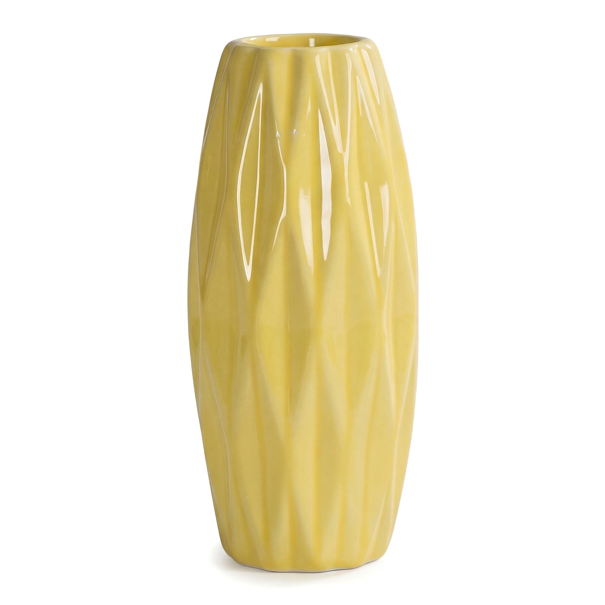 Unique Bargains Small Ceramic Modern Vase Matte Decorative Flower Vase for Desktop Yellow