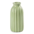 thumbnail image 1 of Unique Bargains Small Ceramic Vase Matte Ribbed Decorative Flower Vase for Bathroom Green, 1 of 5