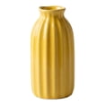 thumbnail image 1 of Unique Bargains Small Ceramic Vase Matte Ribbed Decorative Flower Vase for Bathroom Yellow, 1 of 5