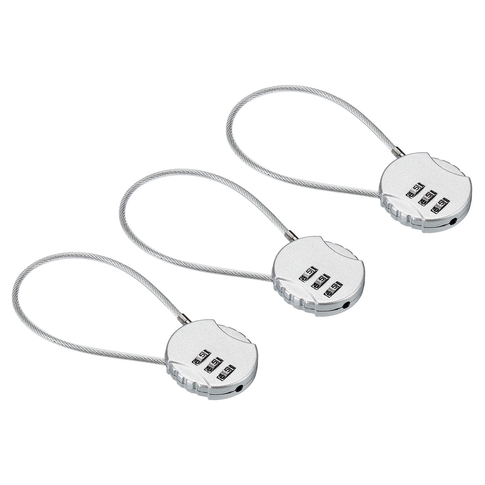 Unique Bargains Combination Lock 3 Digit Luggage Padlock for Gym Locker Silver 3Pcs