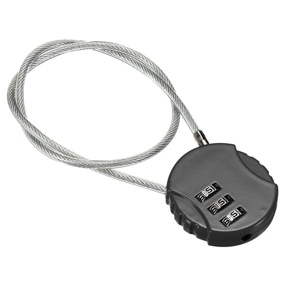 Unique Bargains Small Combination Lock 3 Digits Luggage Padlock for Gym Locker Black