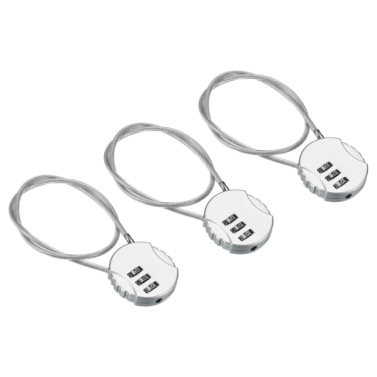 Unique Bargains Small Combination Lock 3 Digits Luggage Padlock for Gym Locker Silver