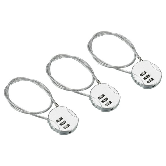 Unique Bargains Small Combination Lock 3 Digits Luggage Padlock for Gym Locker Silver