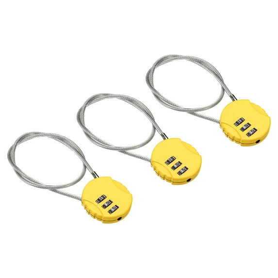 Unique Bargains Small Combination Lock 3 Digits Luggage Padlock for Gym Locker Yellow