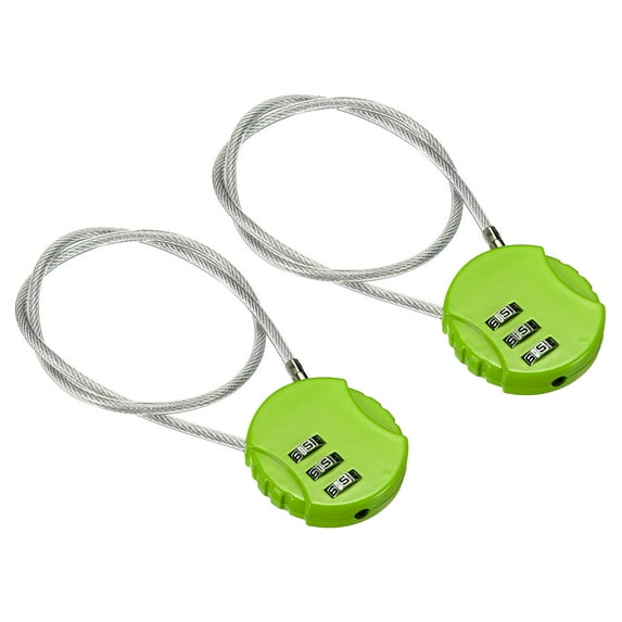 Unique Bargains Small Combination Lock 3 Digits Luggage Padlock for Gym Locker Green 2Pcs
