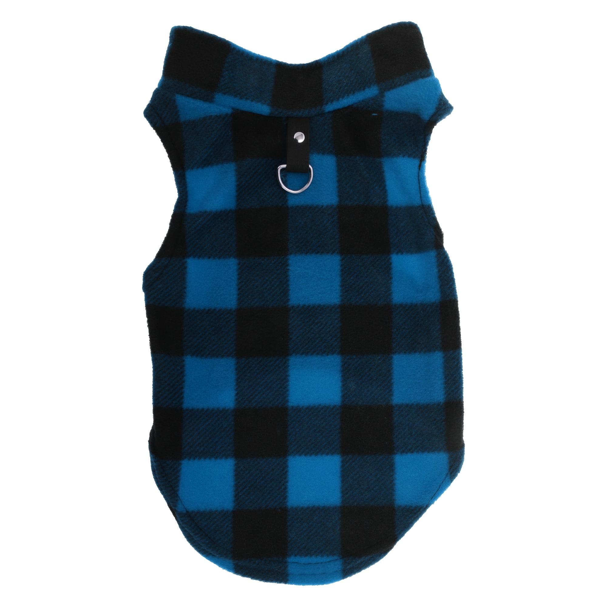 Unique Bargains Small Dog Cat Jumpers Plaid Polar Fleece Clothes Blue Black M