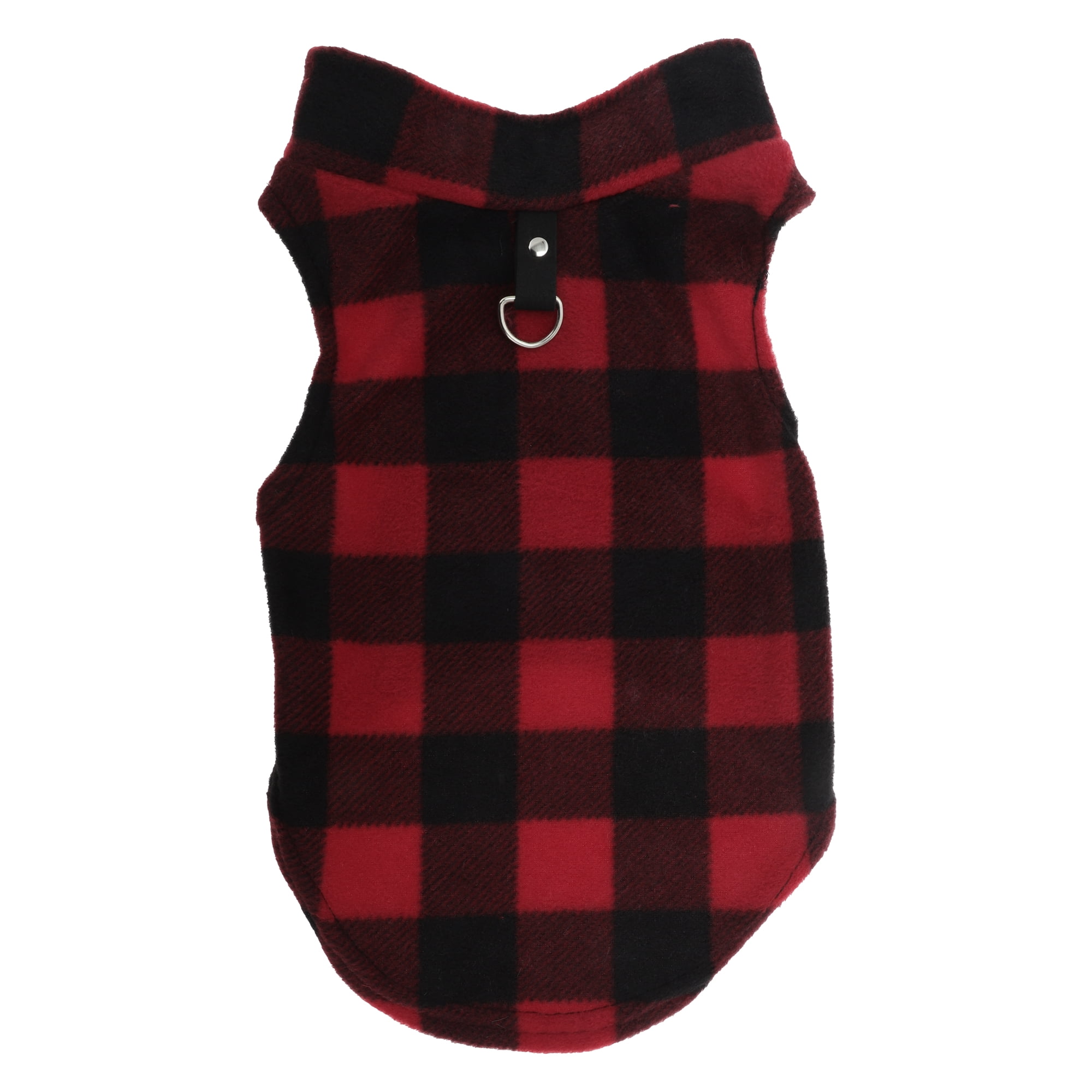 Unique Bargains Small Dog Cat Jumpers Plaid Polar Fleece Clothes Red Black XL