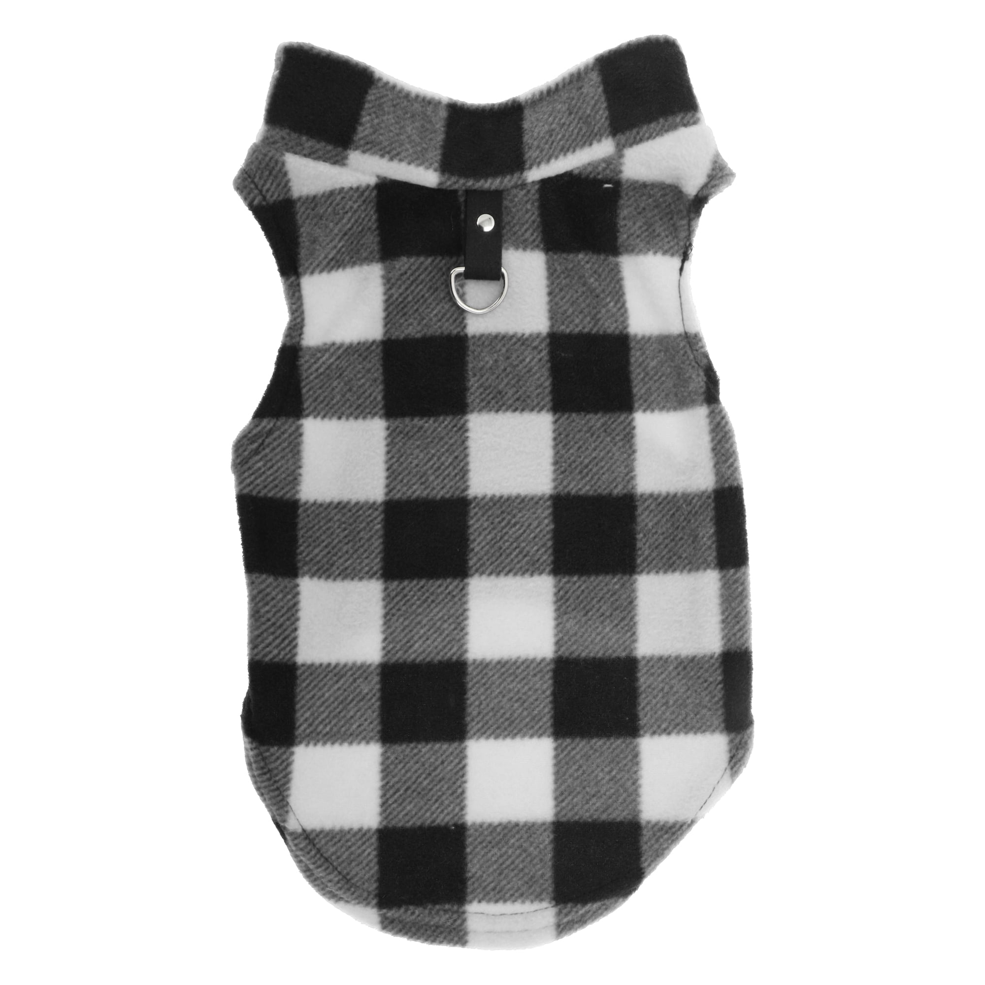 Unique Bargains Small Dog Cat Jumpers Plaid Polar Fleece Clothes White Black S