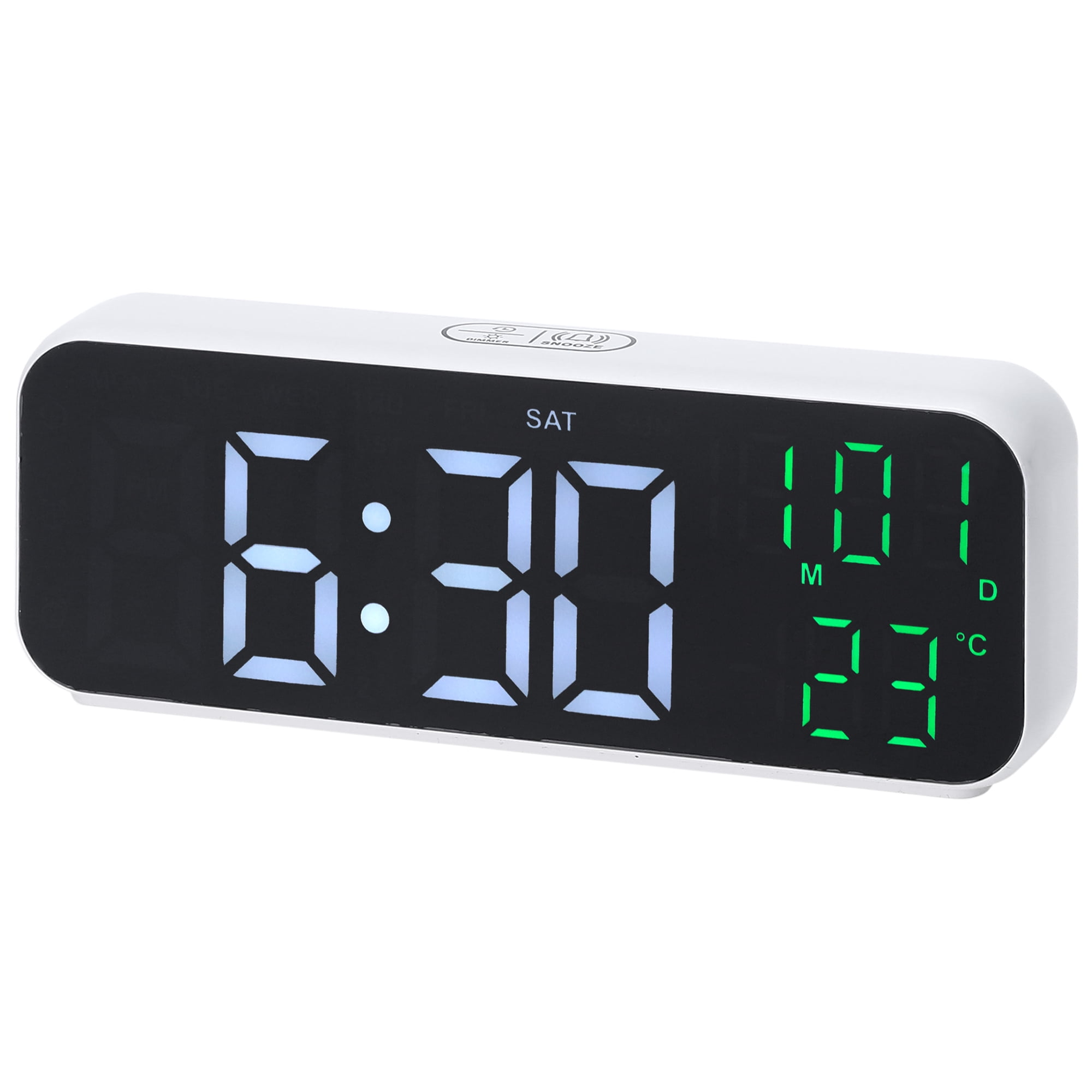 Unique Bargains Small Dual Alarm Clock for Bedrooma White Green