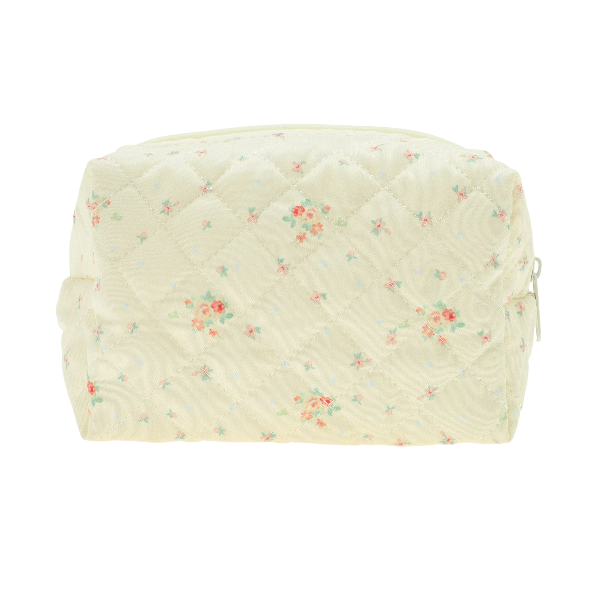 Unique Bargains Small Flower Makeup Bag Beige 1 Piece for Travel and Storage