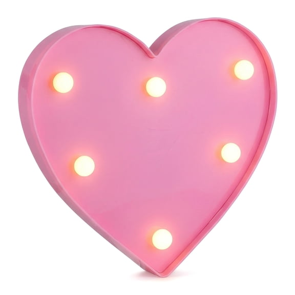 Unique Bargains Small Heart Marquee Light Up Sign LED Heart Lamp Pink 6.5" x 1" x 5.9"