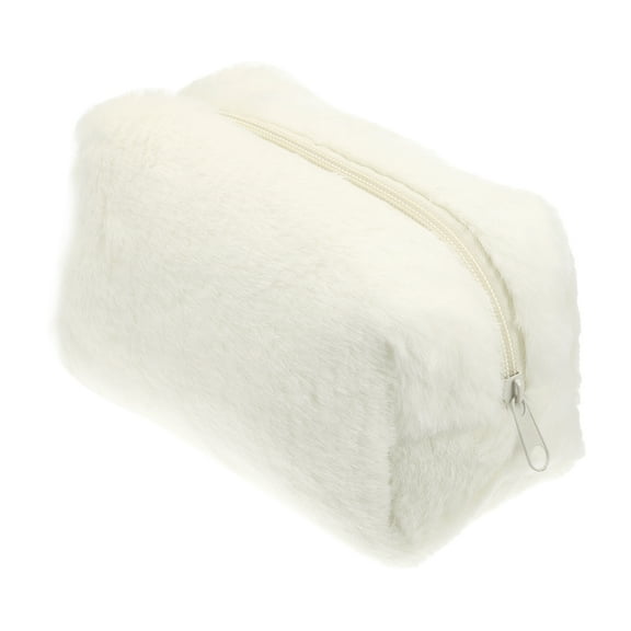 Unique Bargains Floral Makeup Bag Zipper Flower Cosmetic Pouch White