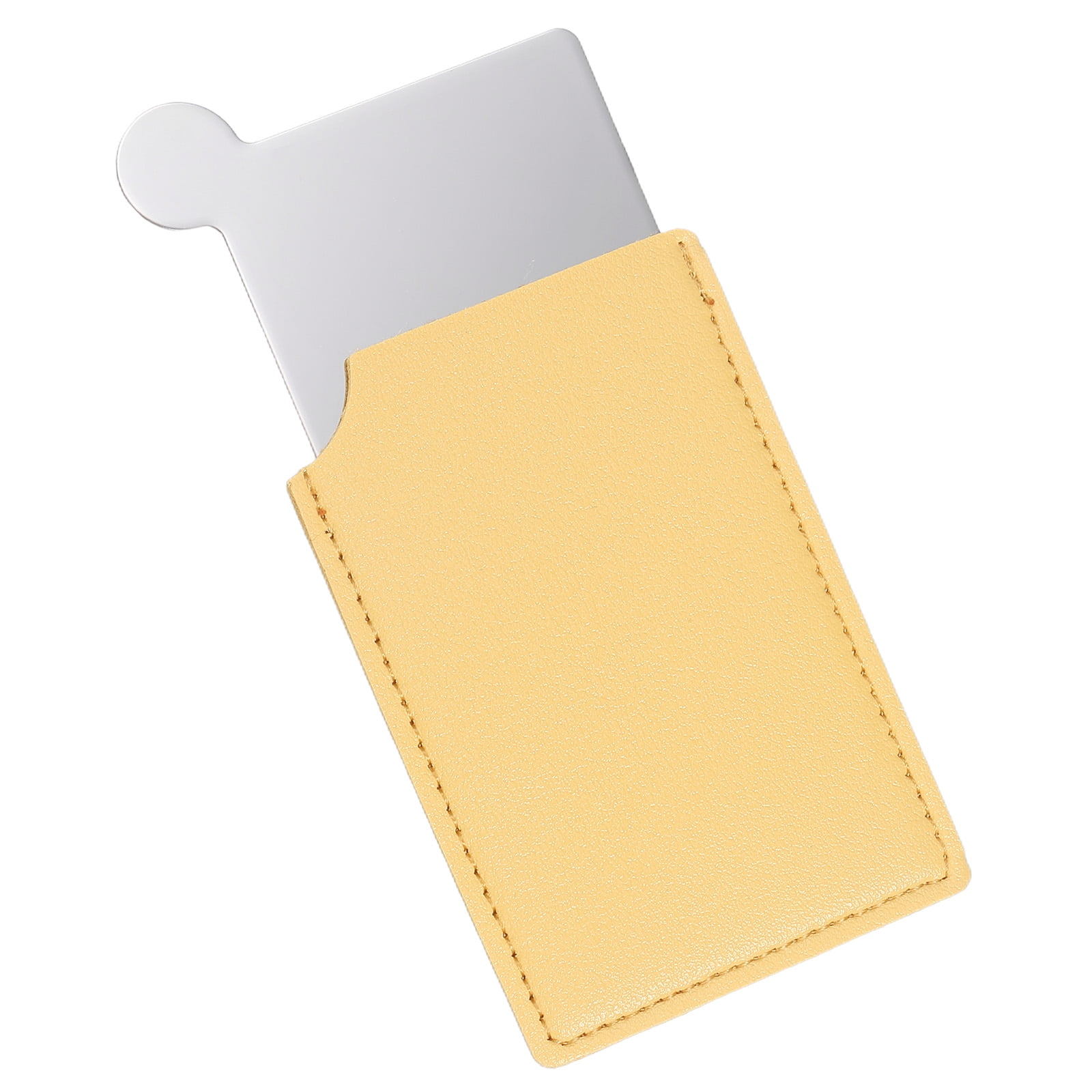 Unique Bargains Small Pocket Mirror Purse Stainless Steel PU Leather Gift Yellow
