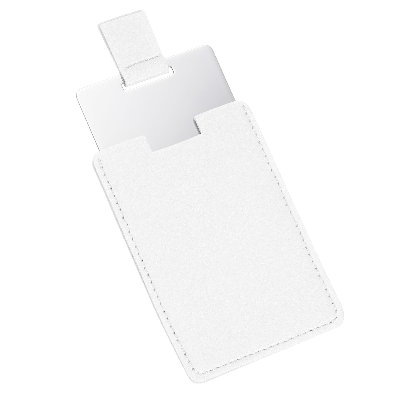 Unique Bargains Small Pocket Mirror Purse Stainless Steel PU Leather White