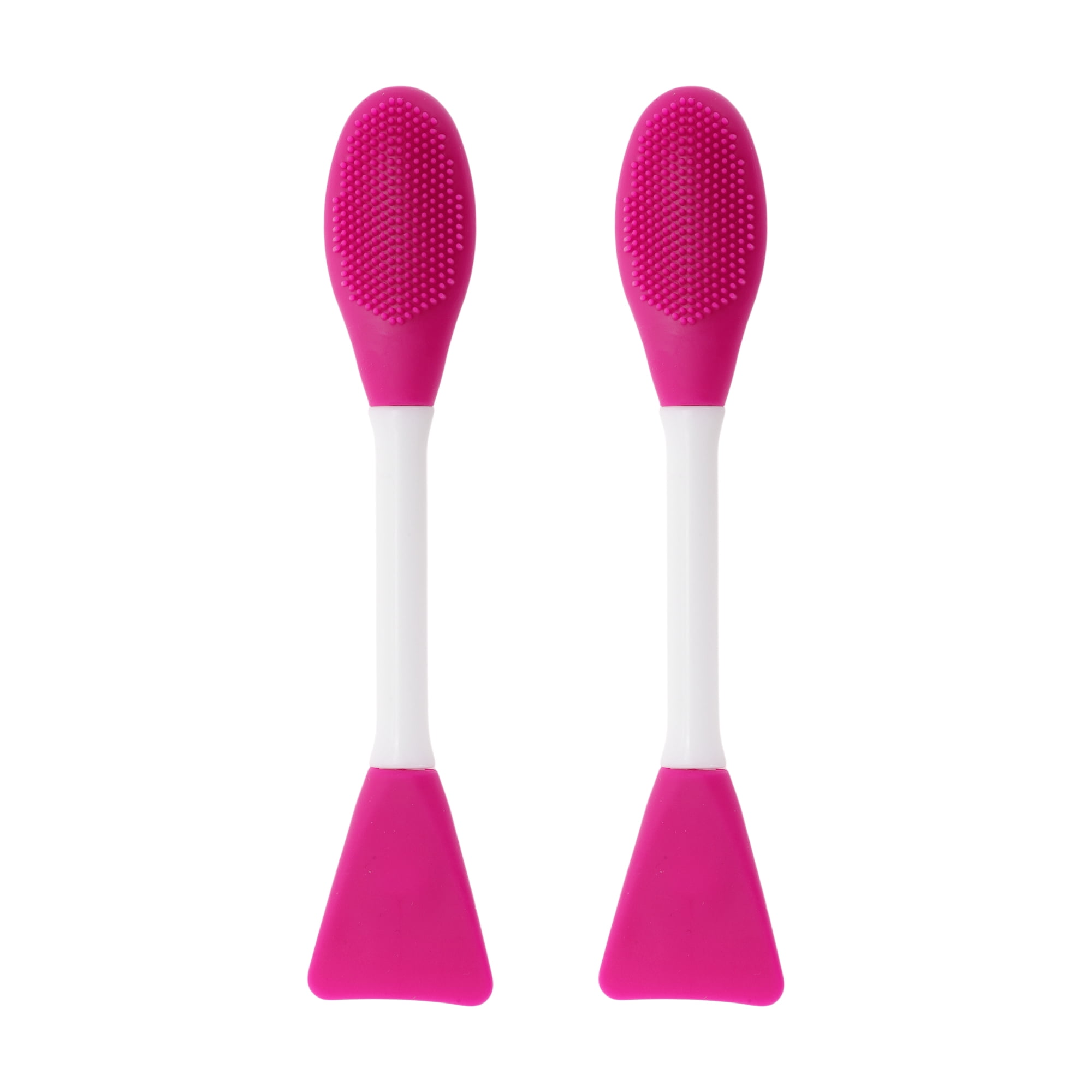 Unique Bargains Smooth Double-headed Facial Mask Brush 2 Pcs Rose Red