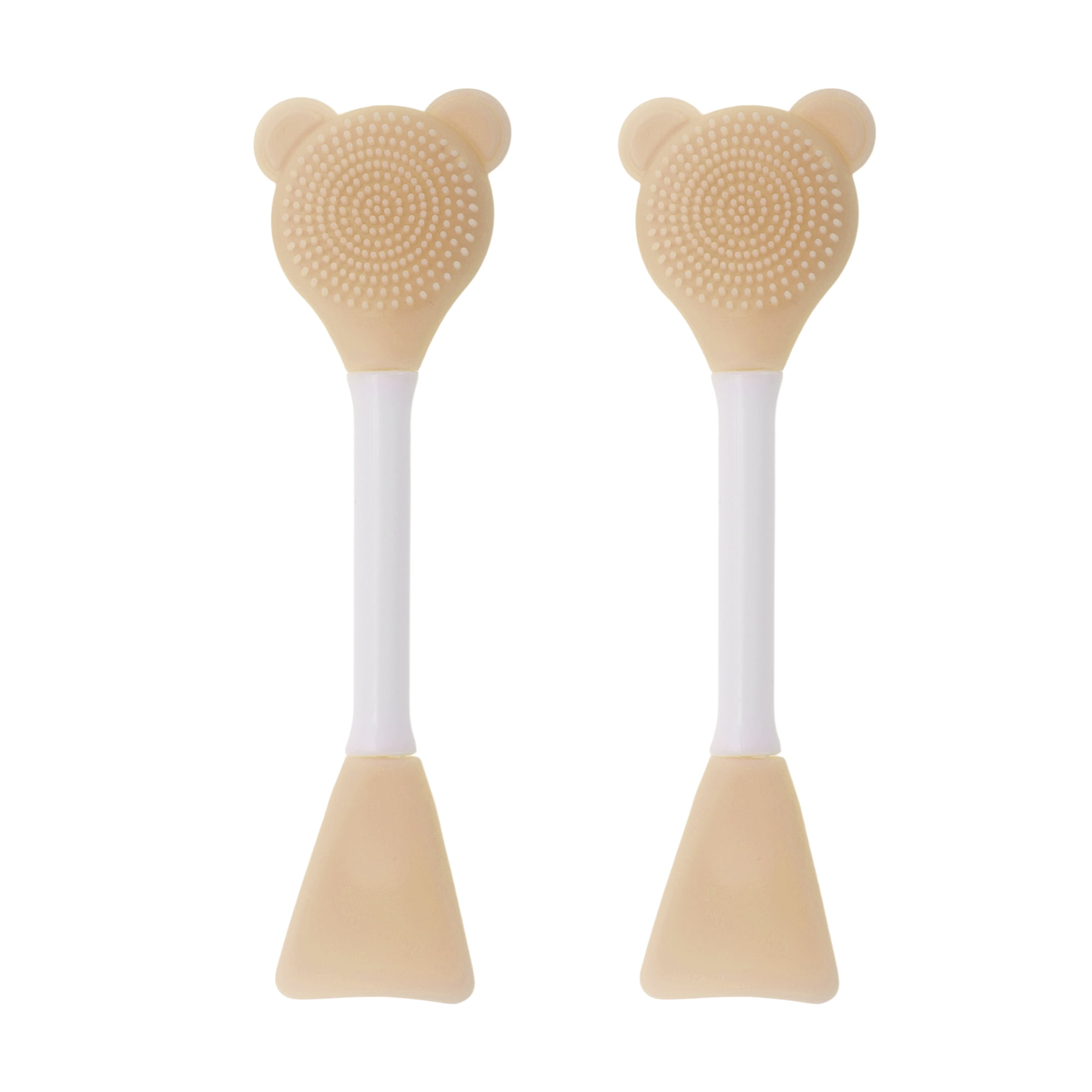 Unique Bargains Smooth Fan-shaped Facial Mask Brush 2 Pcs Light Brown