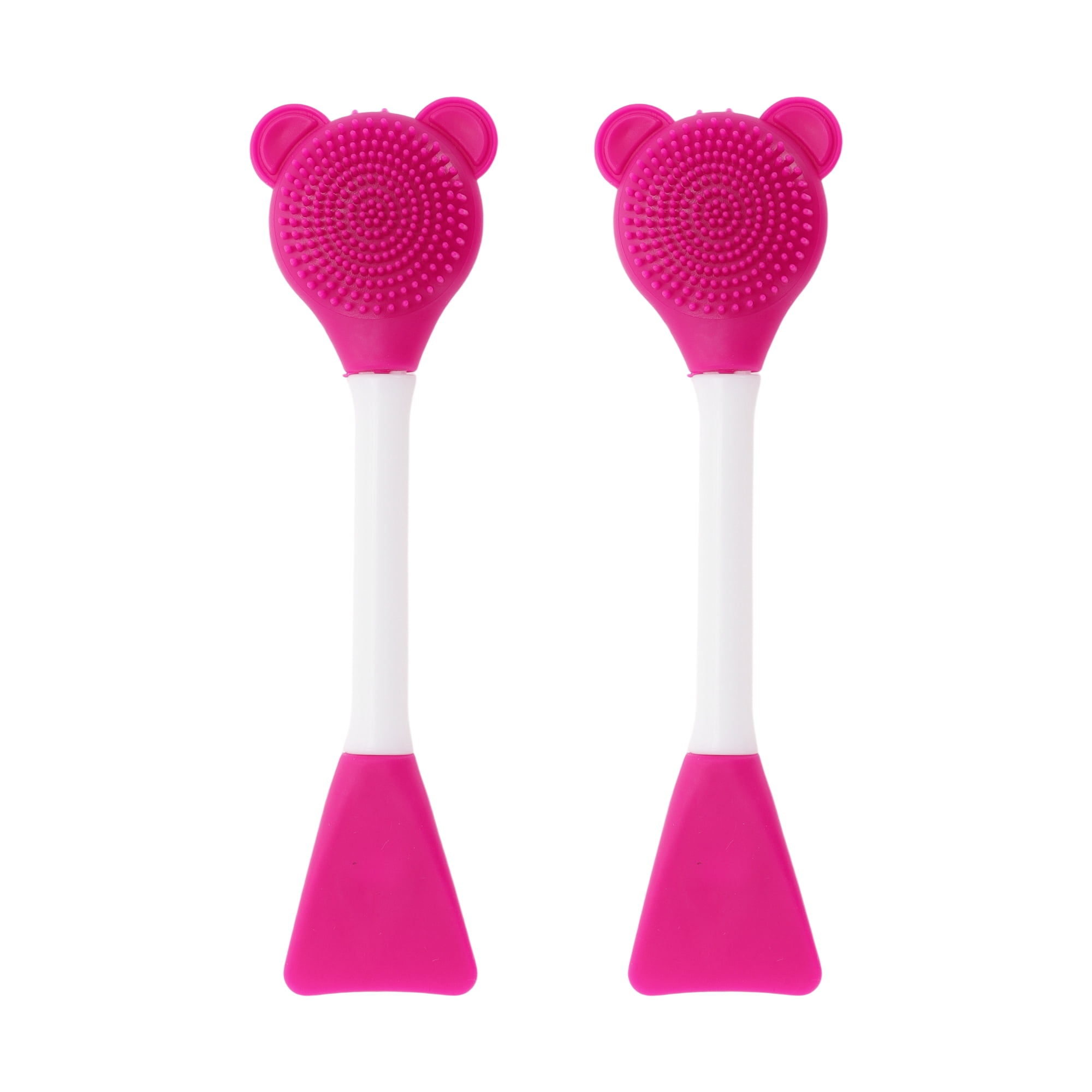 Unique Bargains Smooth Fan-shaped Facial Mask Brush 2 Pcs Rose Red