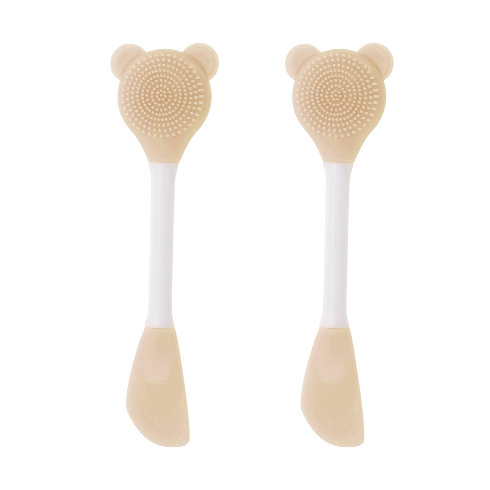 Unique Bargains Smooth Knife-shaped Facial Mask Brush 2 Pcs Light Brown