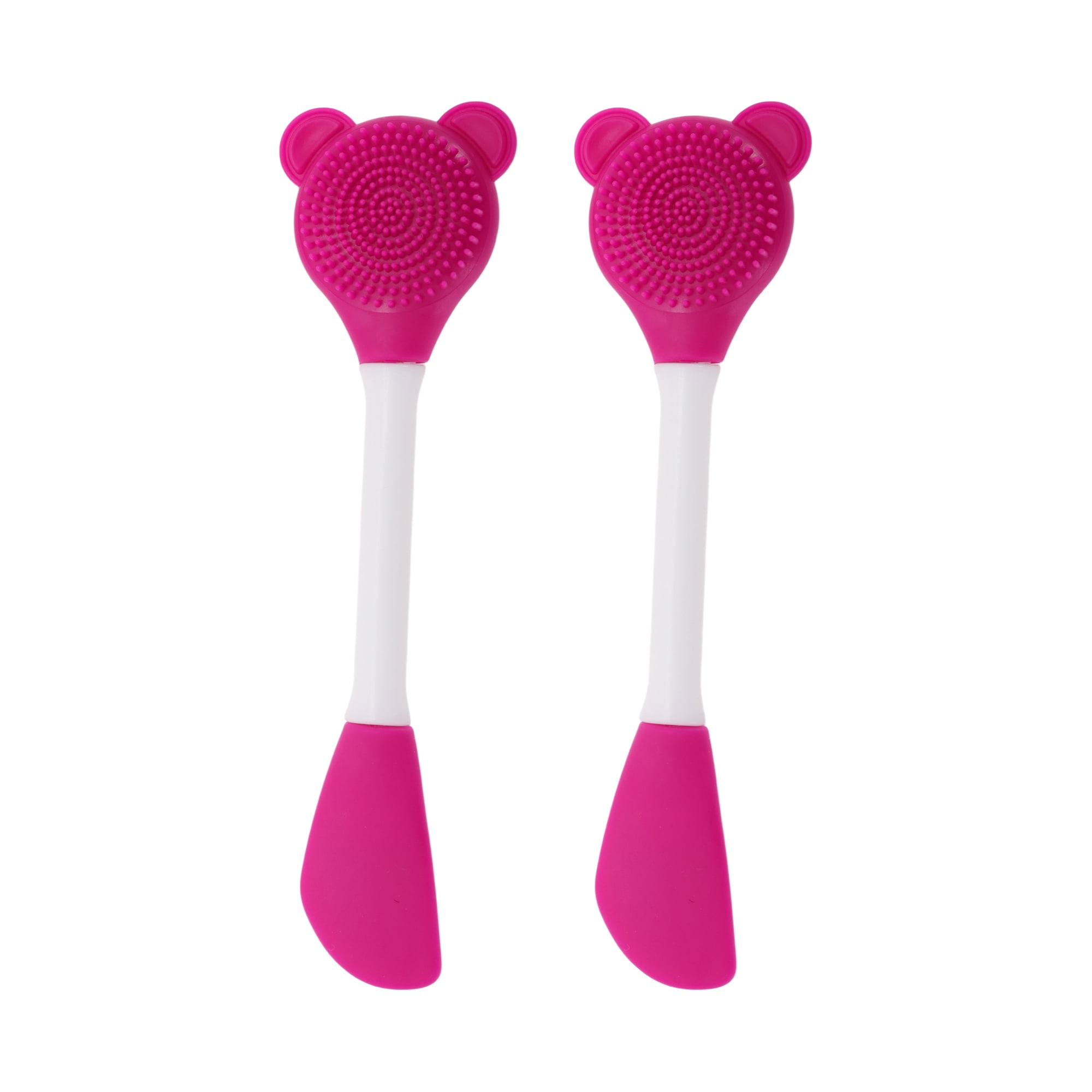 Unique Bargains Smooth Knife-shaped Facial Mask Brush 2 Pcs Rose Red