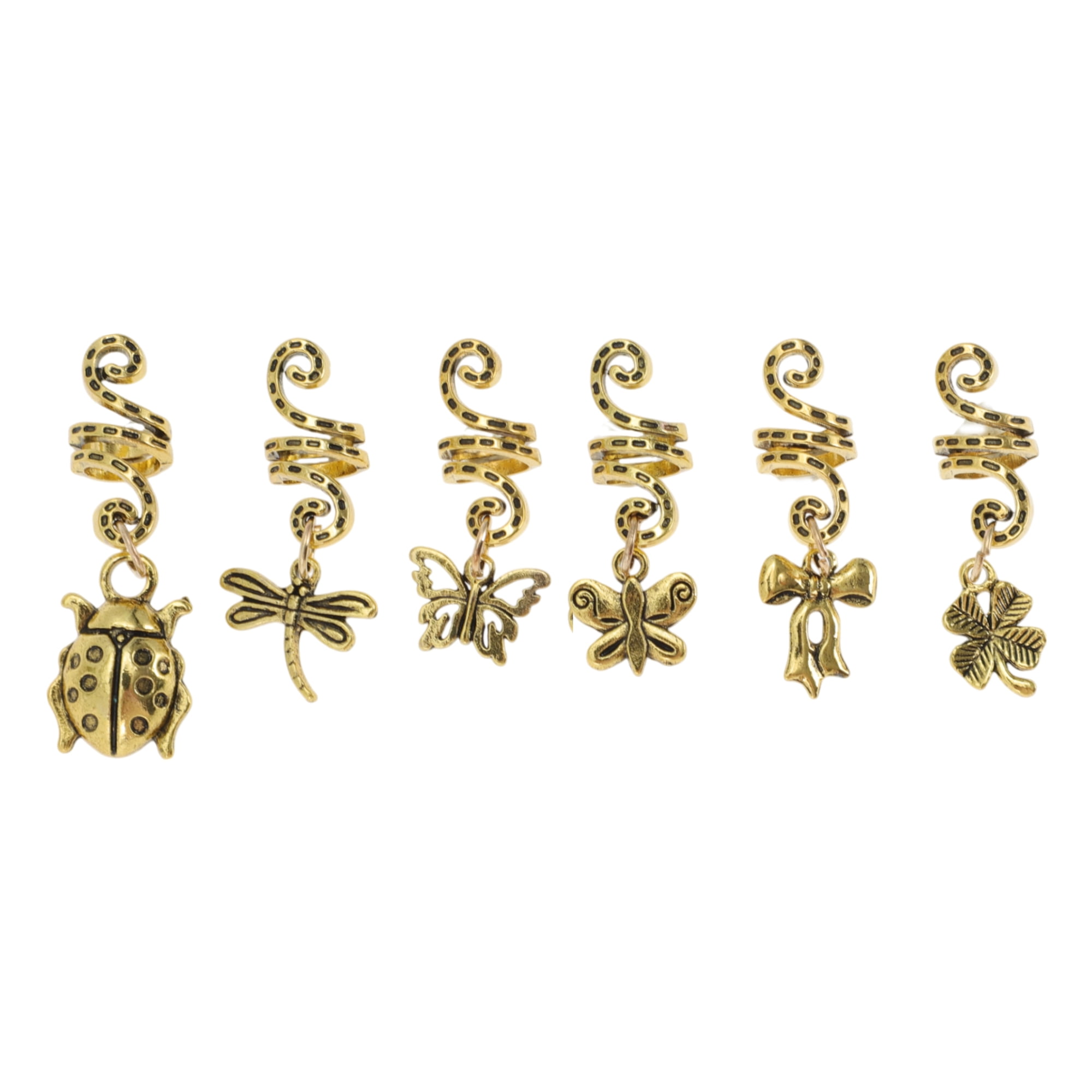 Unique Bargains Snake-shaped Leaves Hair Cuffs Dreadlock 6 Pcs [Snake-shaped Butterfly]