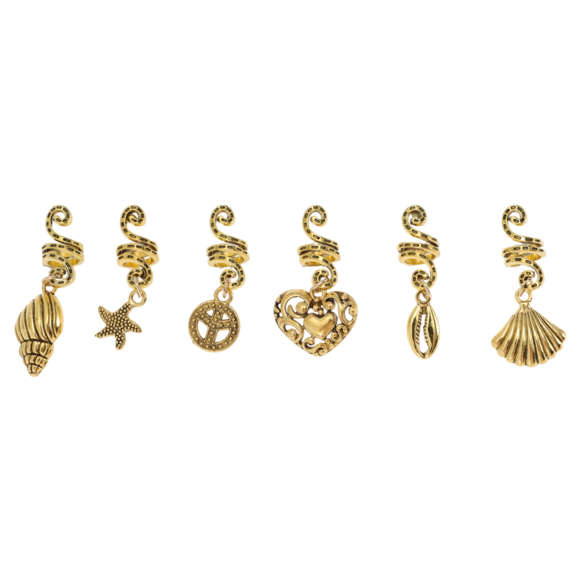 Unique Bargains Snake-shaped Leaves Hair Cuffs Dreadlock 6 Pcs [Snake-shaped Conch Shell]