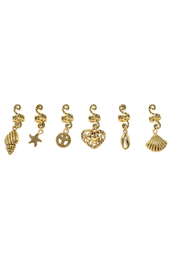 Snake-shaped Leaves Hair Cuffs Dreadlock 6 Pcs [Snake-shaped Conch Shell]