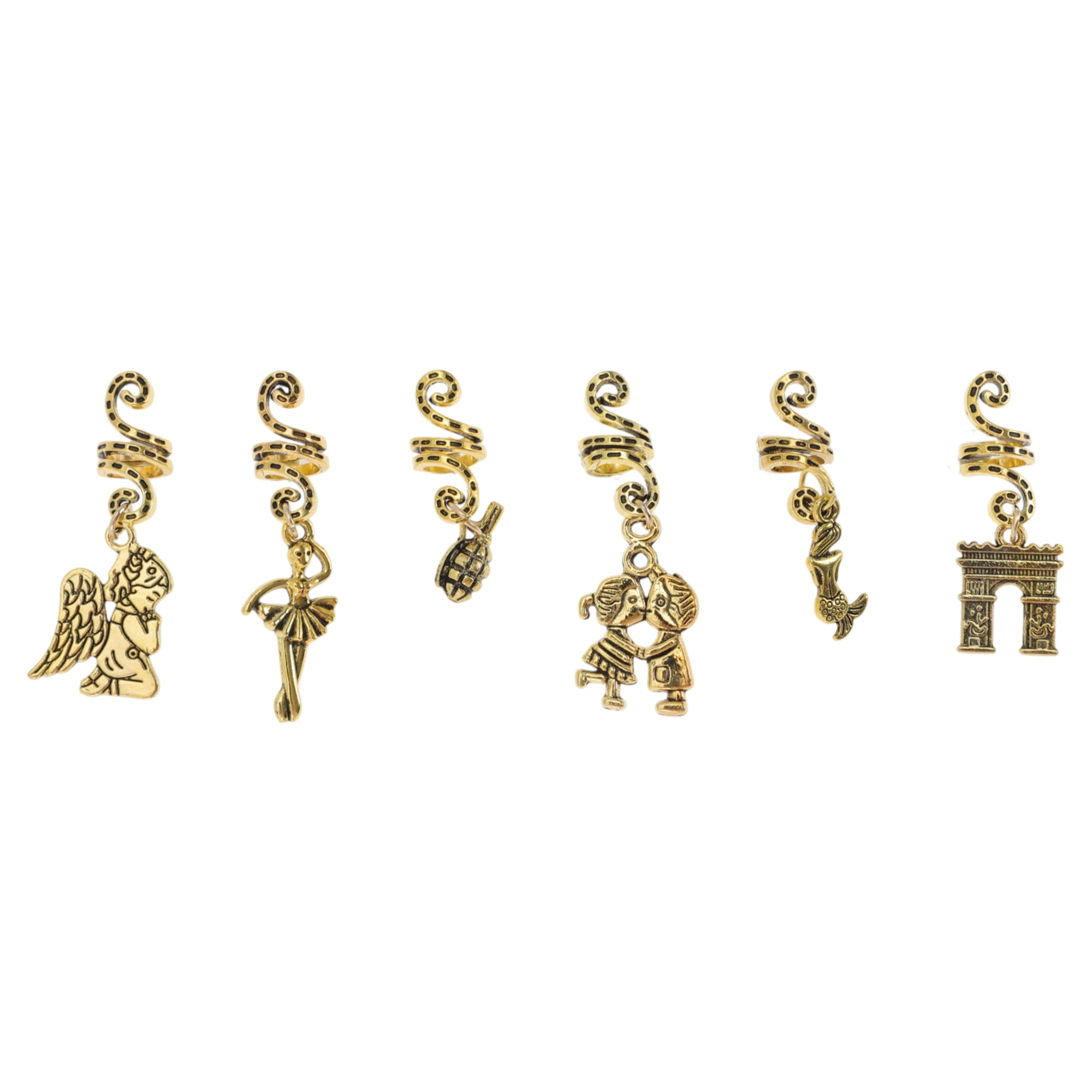 Unique Bargains Snake-shaped Leaves Hair Cuffs Dreadlock 6 Pcs [Snake-shaped Figure]