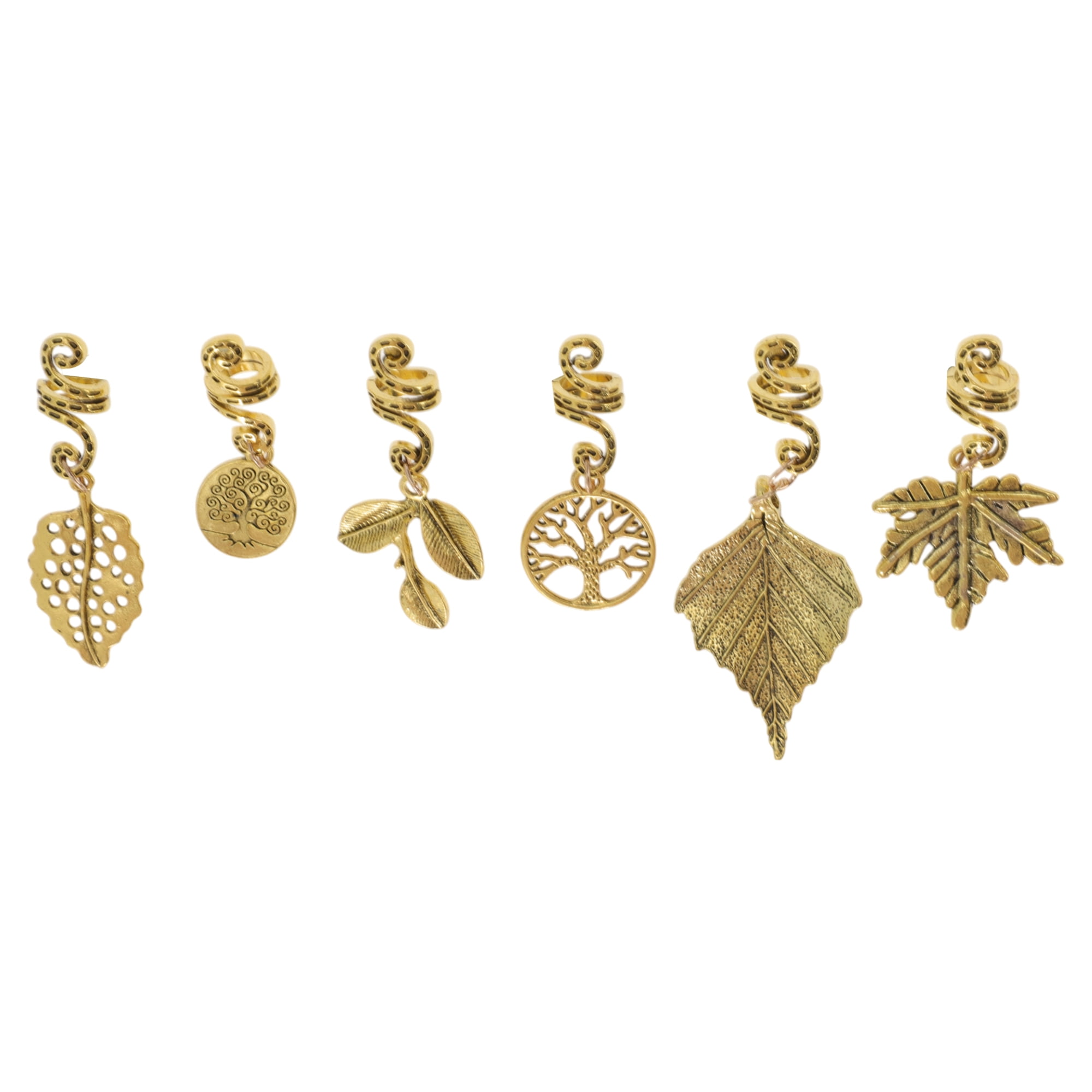 Unique Bargains Snake-shaped Leaves Hair Cuffs Dreadlock 6 Pcs [Snake-shaped Leaves]