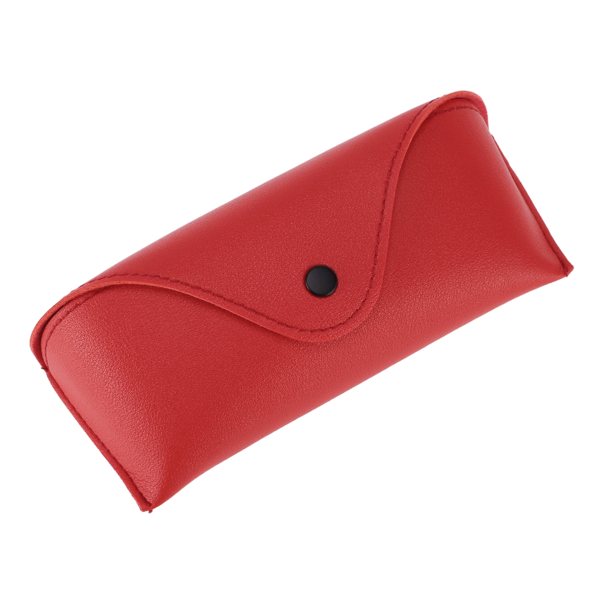 Unique Bargains Snap Button Eyeglasses Case Portable Eyeglasses Storage Red