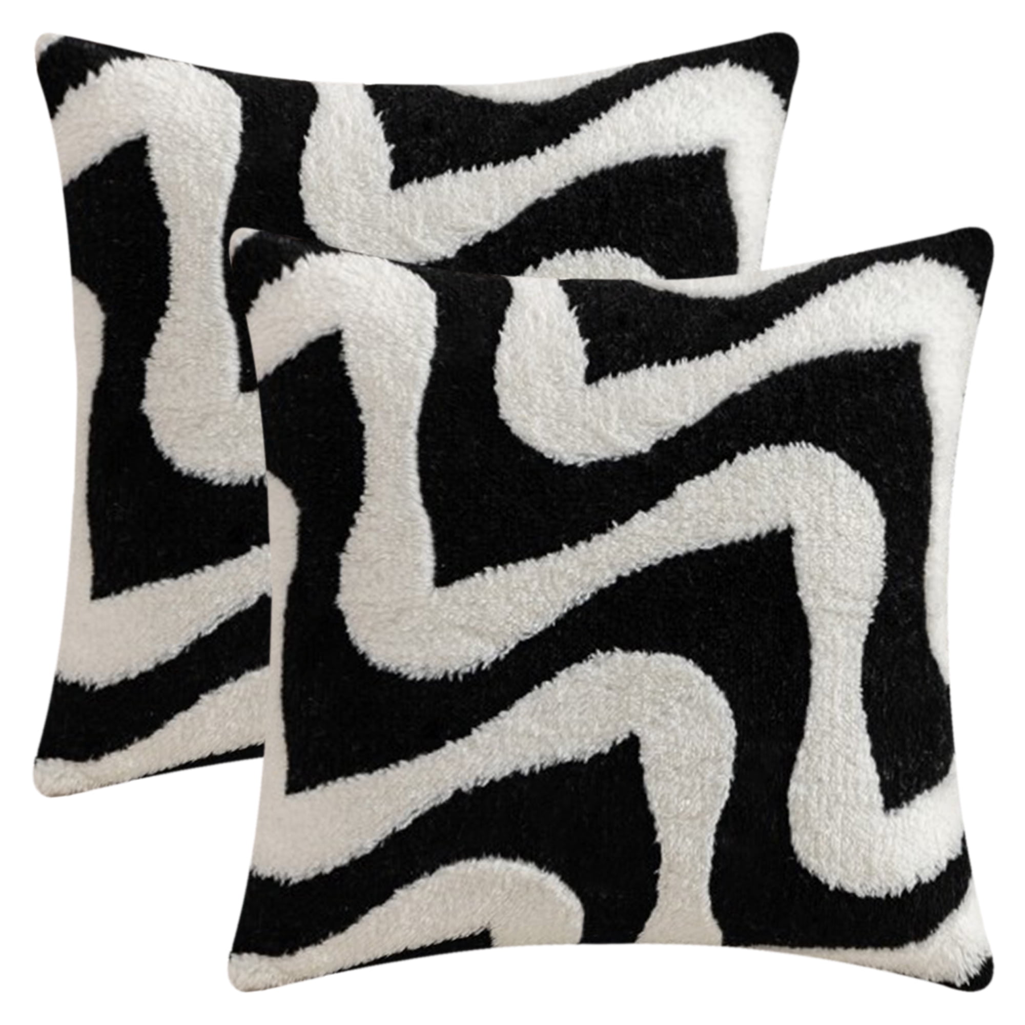 Unique Bargains Snowflake Fleece Throw Pillow Cover Black 20 x 20 Inch