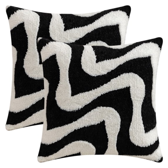 Unique Bargains Snowflake Fleece Throw Pillow Cover Black 20 x 20 Inch