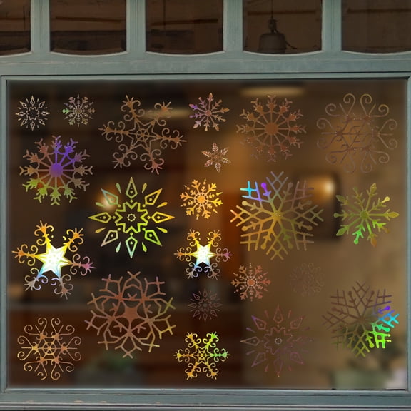 Unique Bargains Snowflake Window Decal for Windows and Home Rainbow Gold Tone