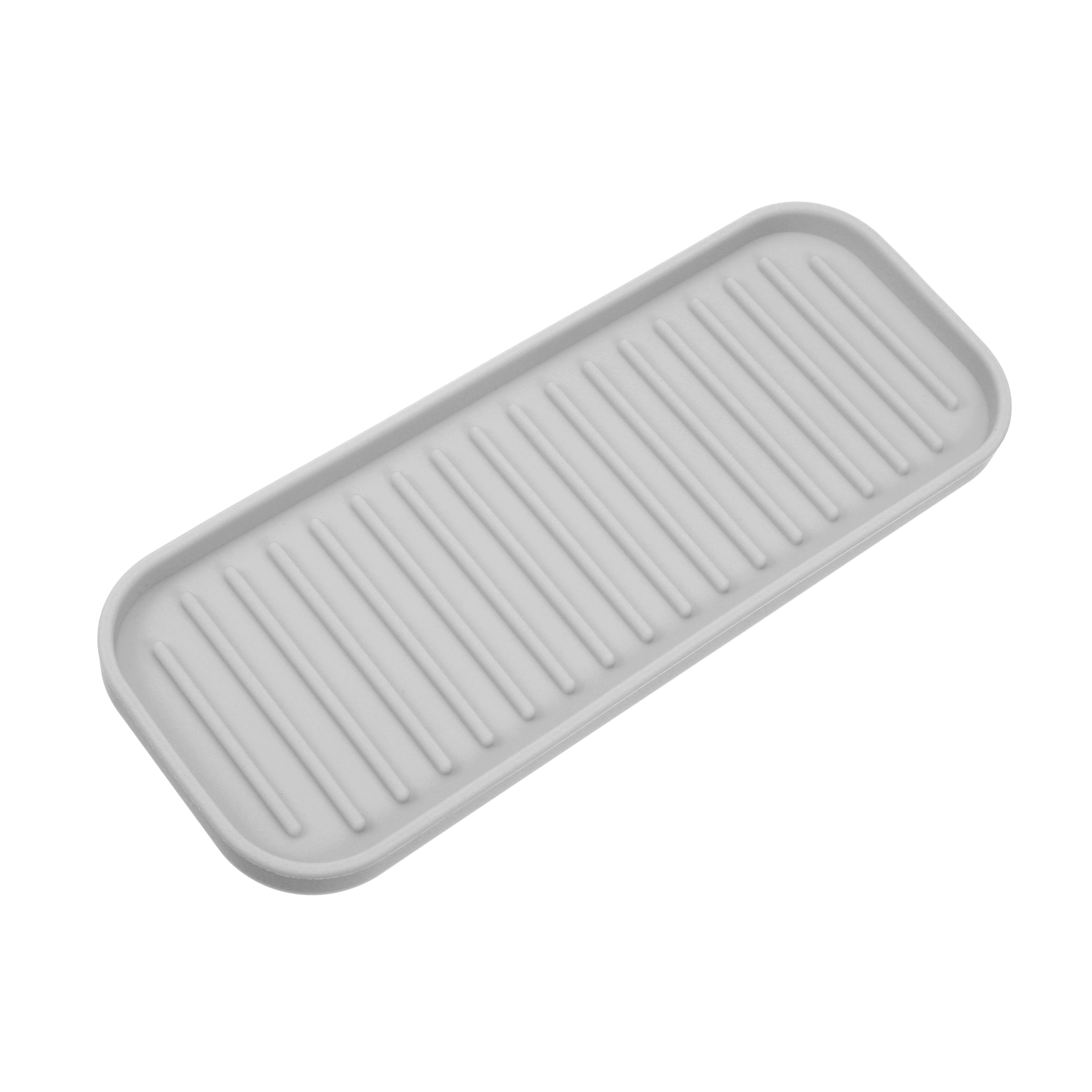 Unique Bargains Soap Dish Keep Soap Dry for Bathroom Kitchen Silicone Light Gray 23x9cm