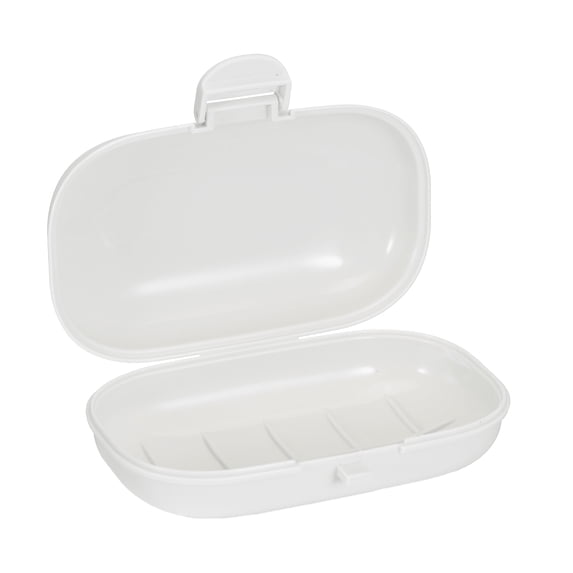 Unique Bargains Soap Dish Portable Travel Portable Soap Dish Box Soap Bar Holder White for Travel Gym Outdoor with Cover