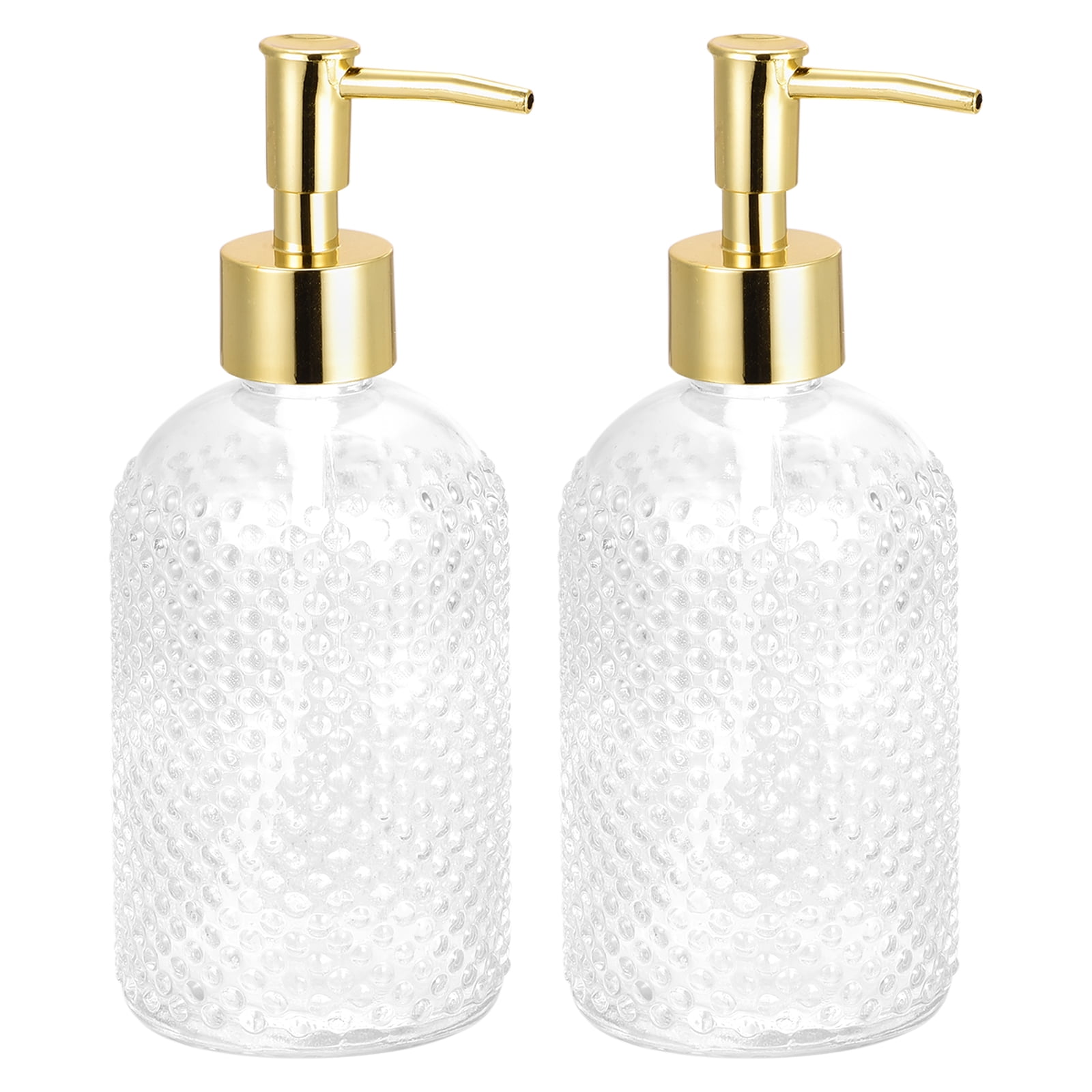 Unique Bargains Soap Dispensers Set Glass Dish Hand Soap Dispenser with Pump Golden