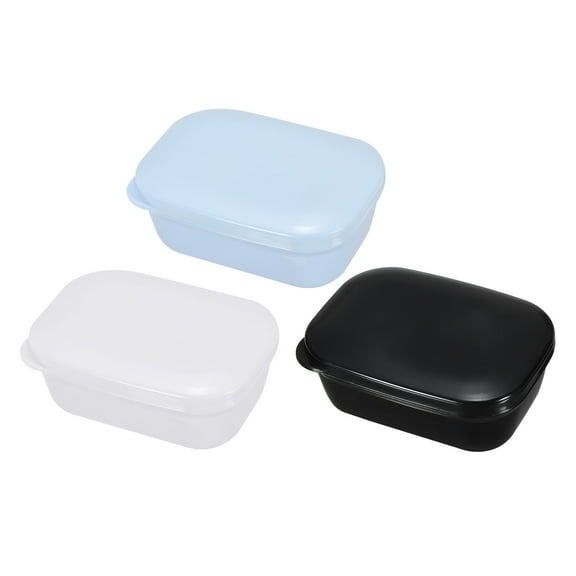 Uxcell Soap Holder 3 Pack Bar Soap Dish Container Travel Soap Case Black White Blue