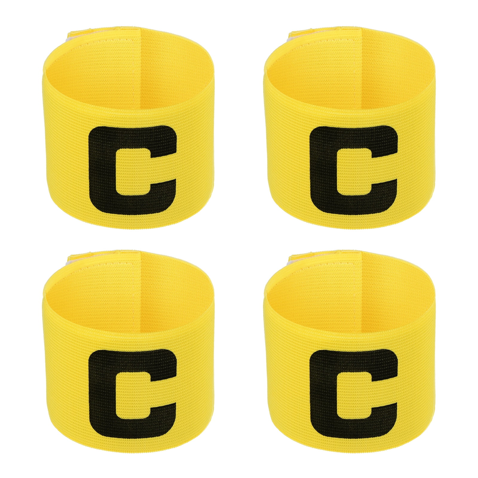Unique Bargains Soccer Captain Armband Nylon Elastic Protective Arm Badge 4 Pack Yellow