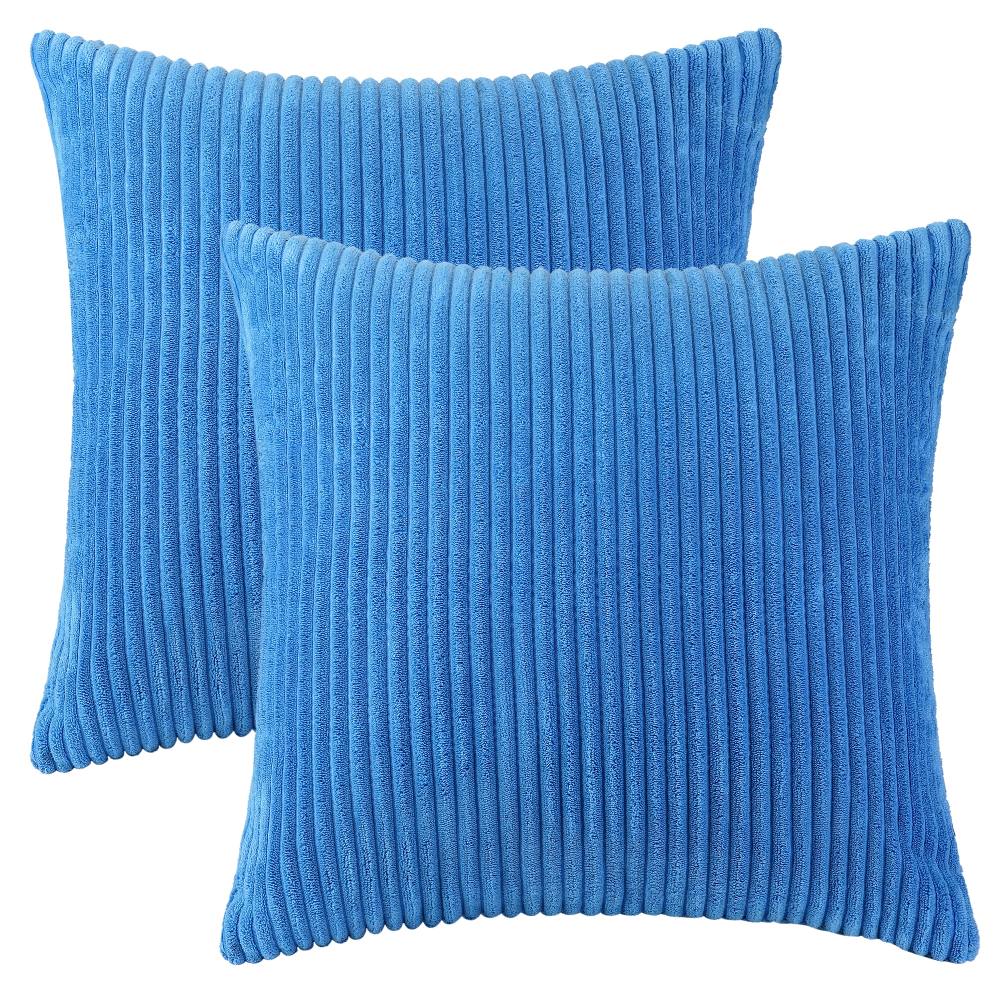 Unique Bargains Sofa Living Room Corduroy Decorative Throw Pillow Covers (2 Count) Blue 18" x 18"