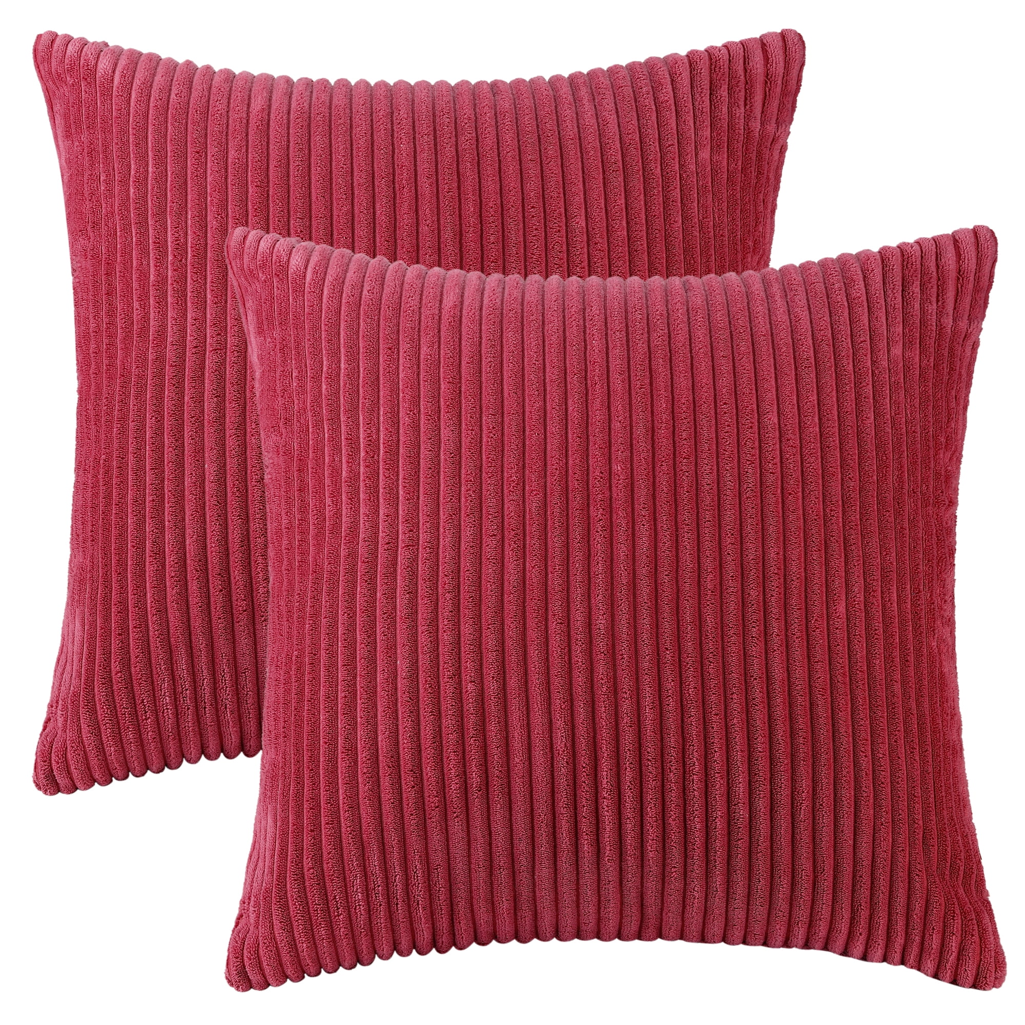 Unique Bargains Sofa Living Room Corduroy Decorative Throw Pillow Covers (2 Count) Burgundy 18" x 18"