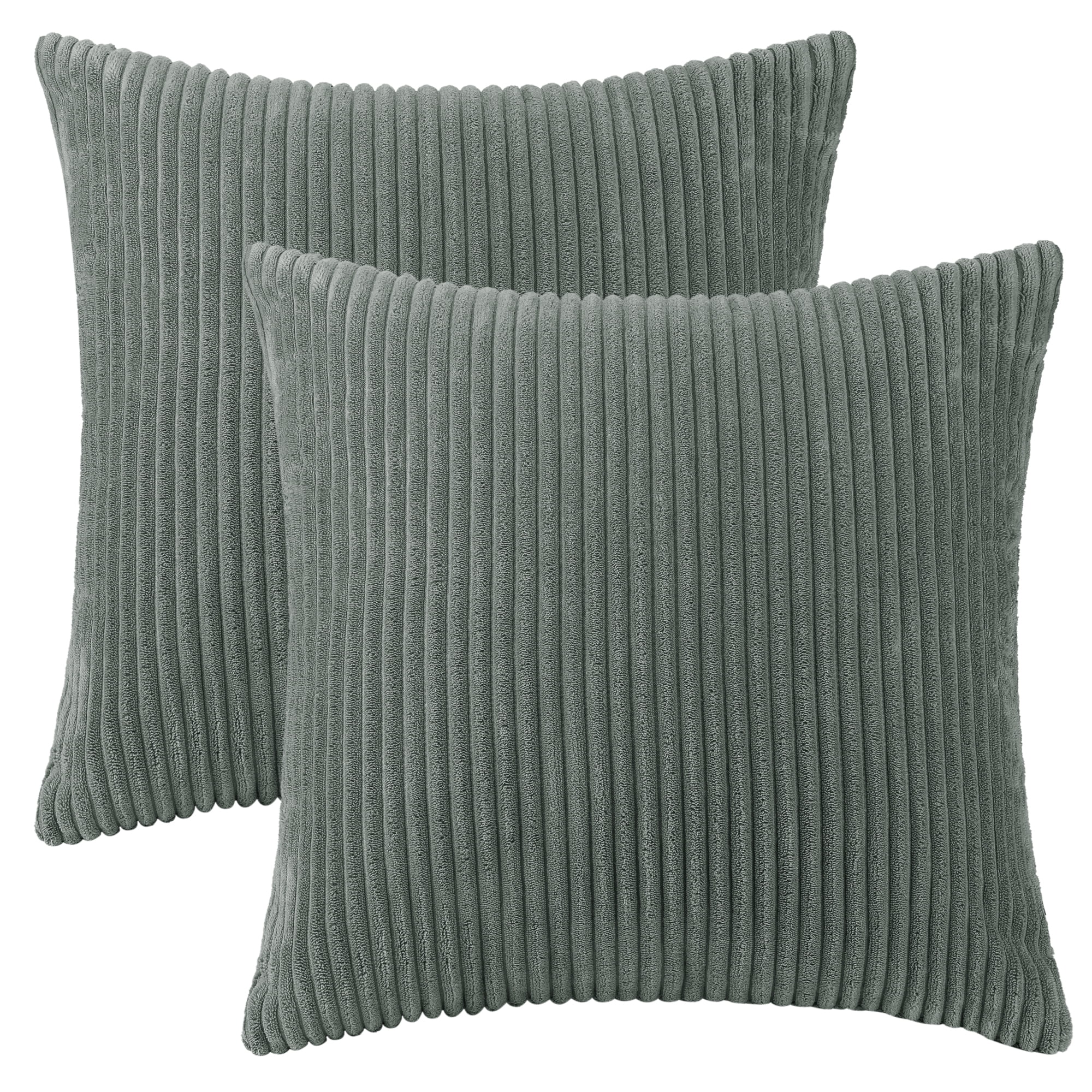 Unique Bargains Sofa Living Room Corduroy Decorative Throw Pillow Covers (2 Count) Gray 18" x 18"