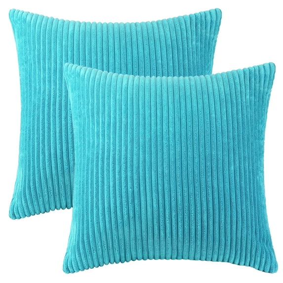 Unique Bargains Sofa Living Room Corduroy Decorative Throw Pillow Covers (2 Count) Lake Blue 16" x 16"