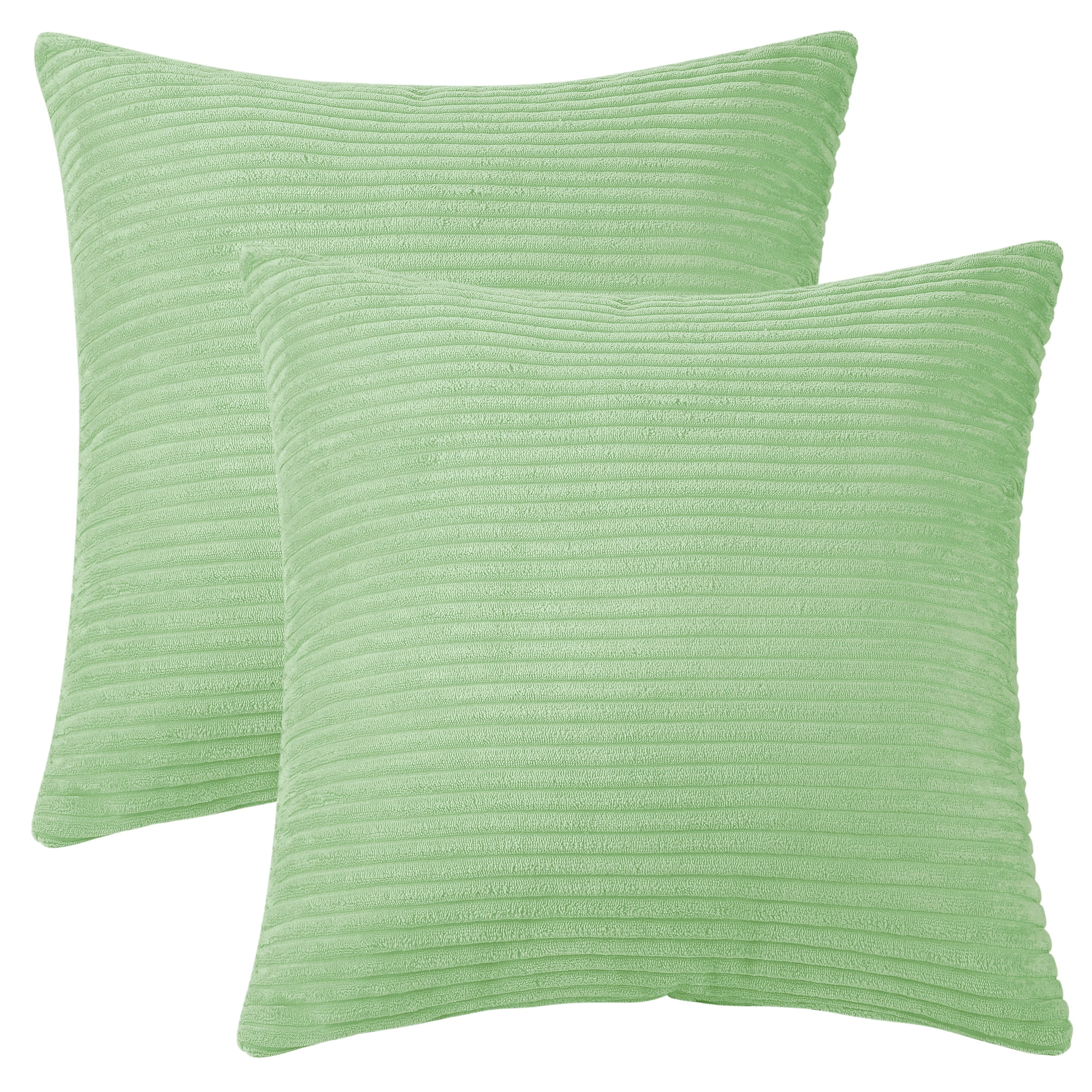 Unique Bargains Sofa Living Room Corduroy Decorative Throw Pillow Covers (2 Count) Light Green 16" x 16"