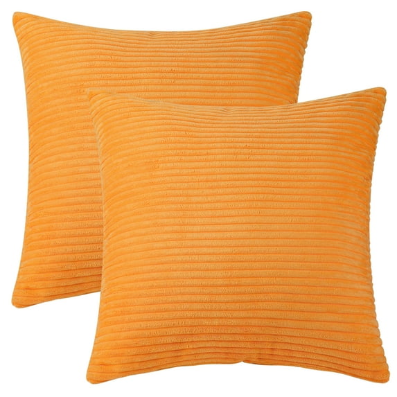 Unique Bargains Sofa Living Room Corduroy Decorative Throw Pillow Covers (2 Count) Orange 16" x 16"
