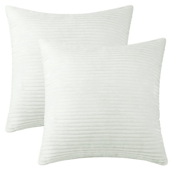 Unique Bargains Sofa Living Room Corduroy Decorative Throw Pillow Covers (2 Count) White 16" x 16"