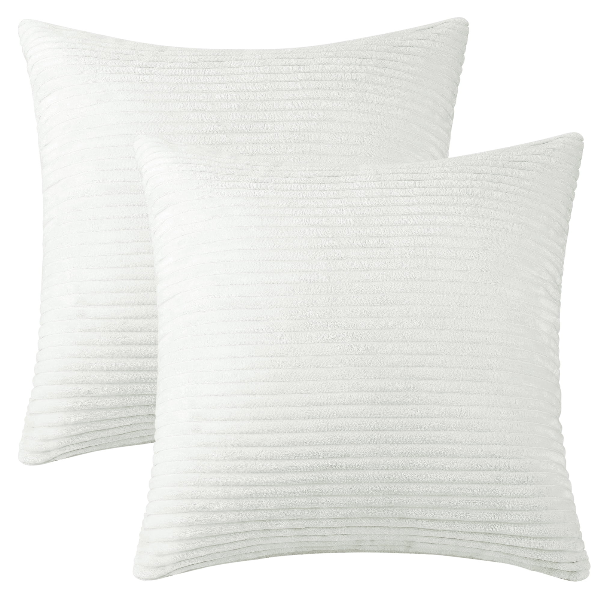 Unique Bargains Sofa Living Room Corduroy Decorative Throw Pillow Covers (2 Count) White 18" x 18"