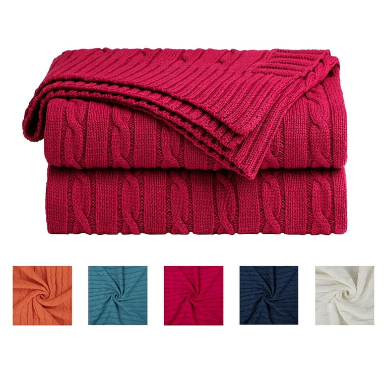 Unique Bargains Cozy Lightweight 100% Cotton Cable Knit Throw
