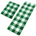 thumbnail image 1 of Unique Bargains Soft 2Pcs Microfiber Plaid Bath Rugs Green & White 17"x24"&17"x47", 1 of 8