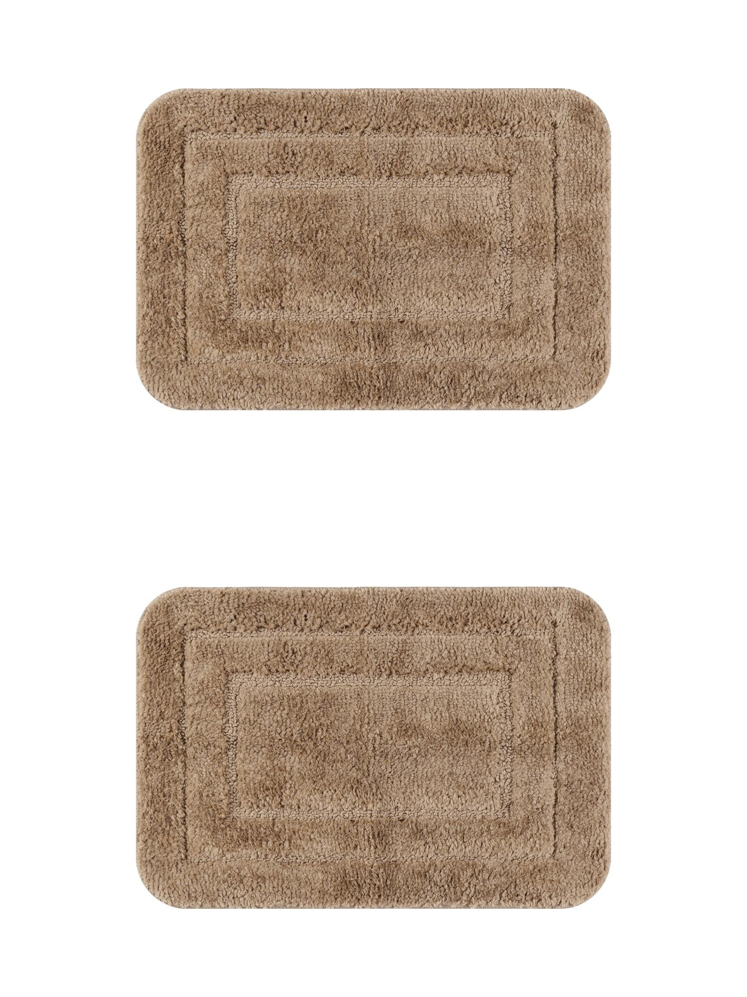 Unique Bargains Soft Absorbent Bath Mats 2 Pcs Non-Slip Plush Bathroom Rugs Brown 20" x 32"