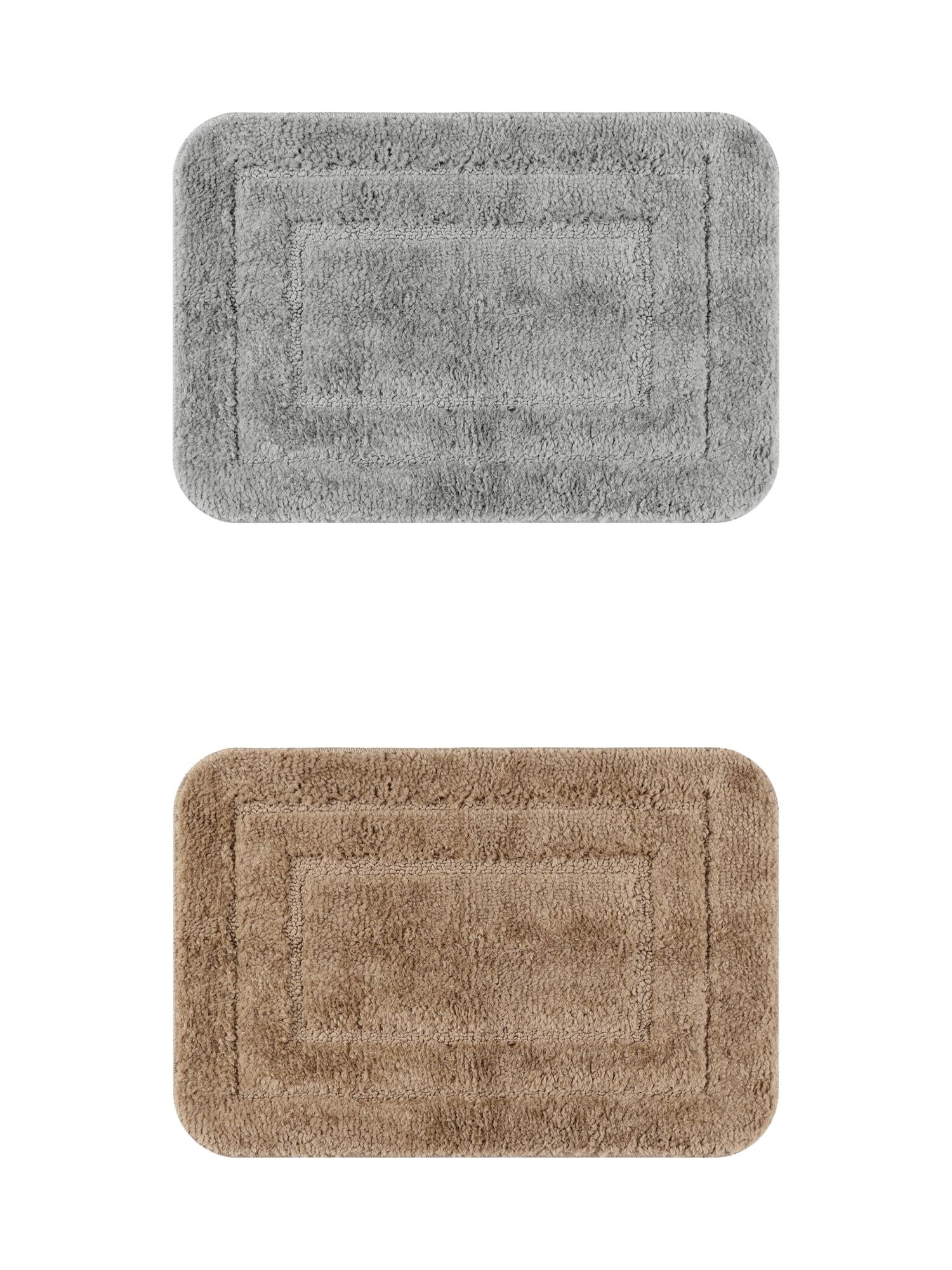 Unique Bargains Soft Absorbent Bath Mats 2 Pcs Non-Slip Plush Bathroom Rugs Dark Gray/Brown 20" x 32"